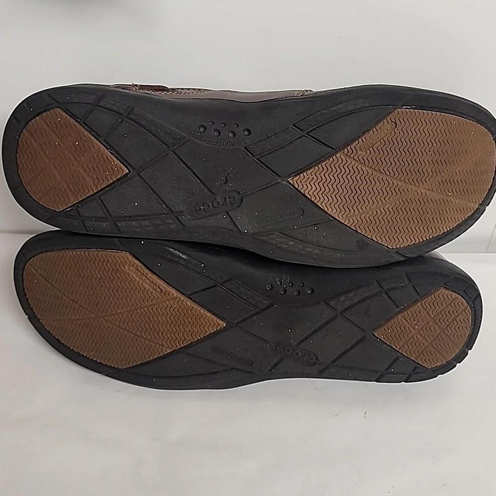 Crocs Leather Harborline Moccasin Mens Brown Boat Shoes Size M11